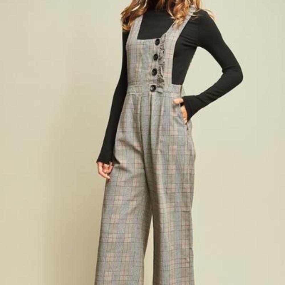 Plaid Pinafore Jumpsuit
